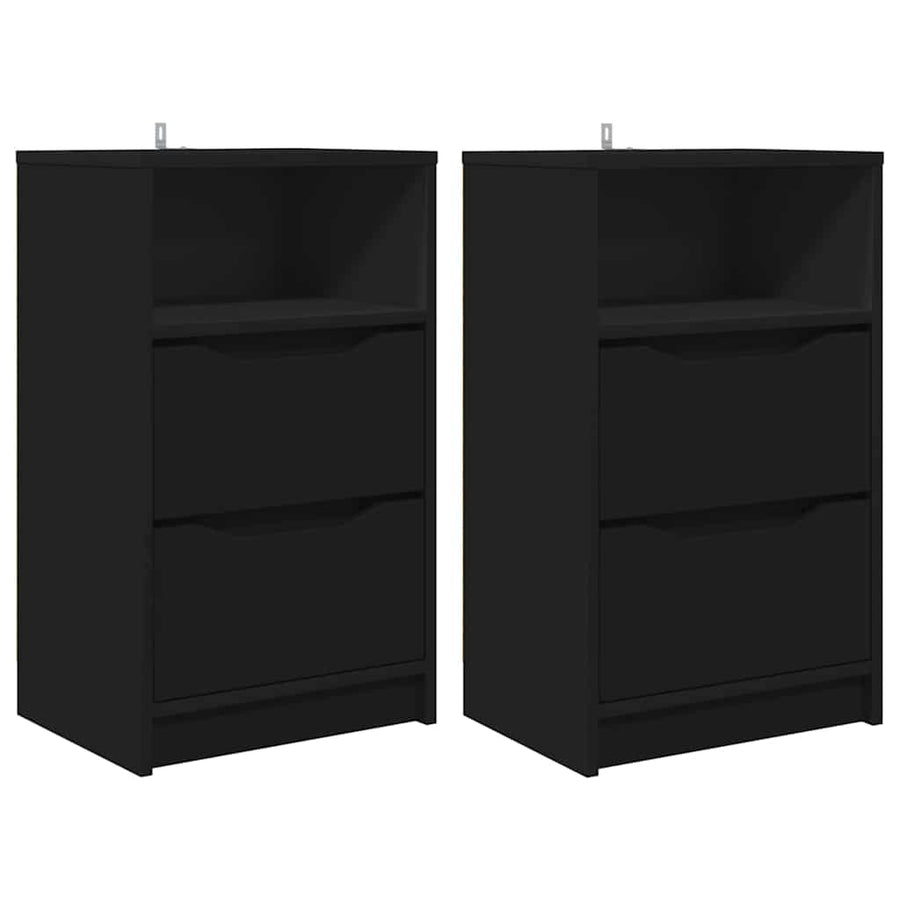 Nachtkastjes met lade 2 pcs Zwart 40 x 30 x 467 cm Bewerkt hout