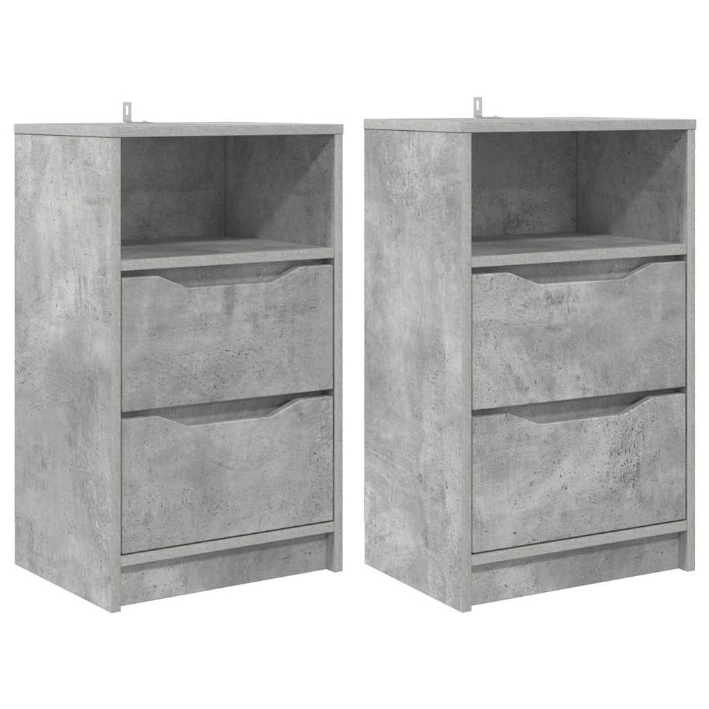 Nachtkastjes 2 pcs Beton Grijs 40 x 30 x 467 cm Bewerkt hout