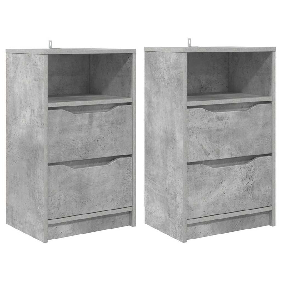 Nachtkastjes 2 pcs Beton Grijs 40 x 30 x 467 cm Bewerkt hout