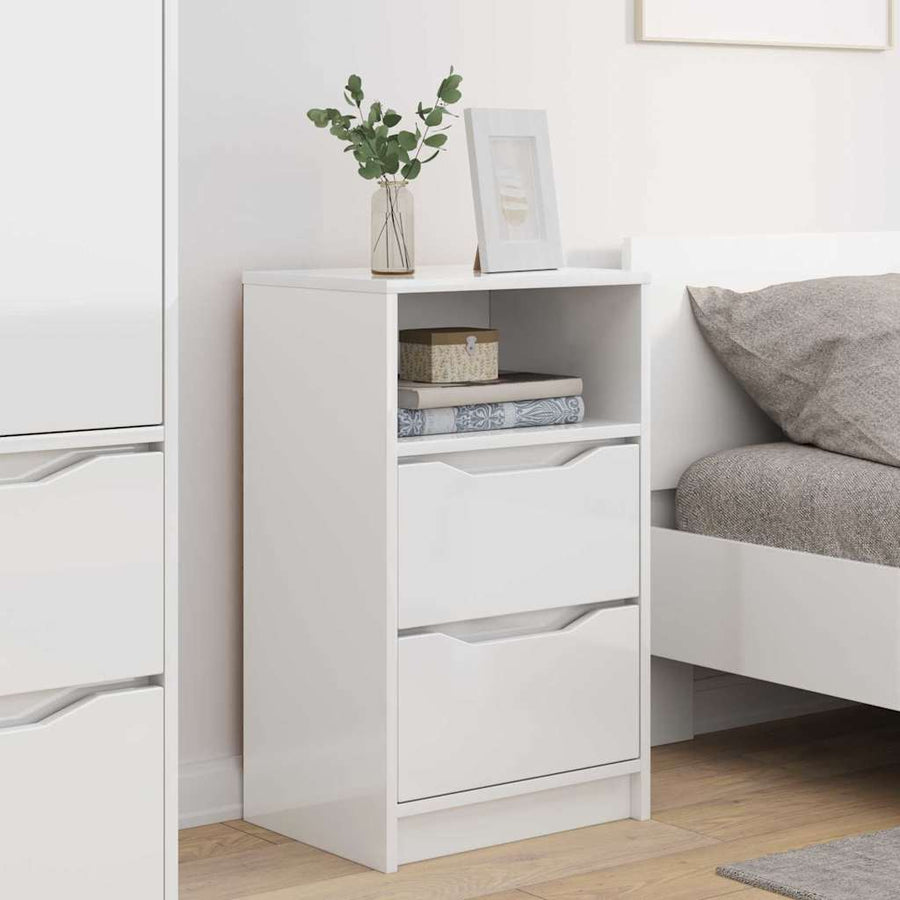 Nachtkastjes 2 pcs Hoogglans wit 40 x 30 x 467 cm Bewerkt hout