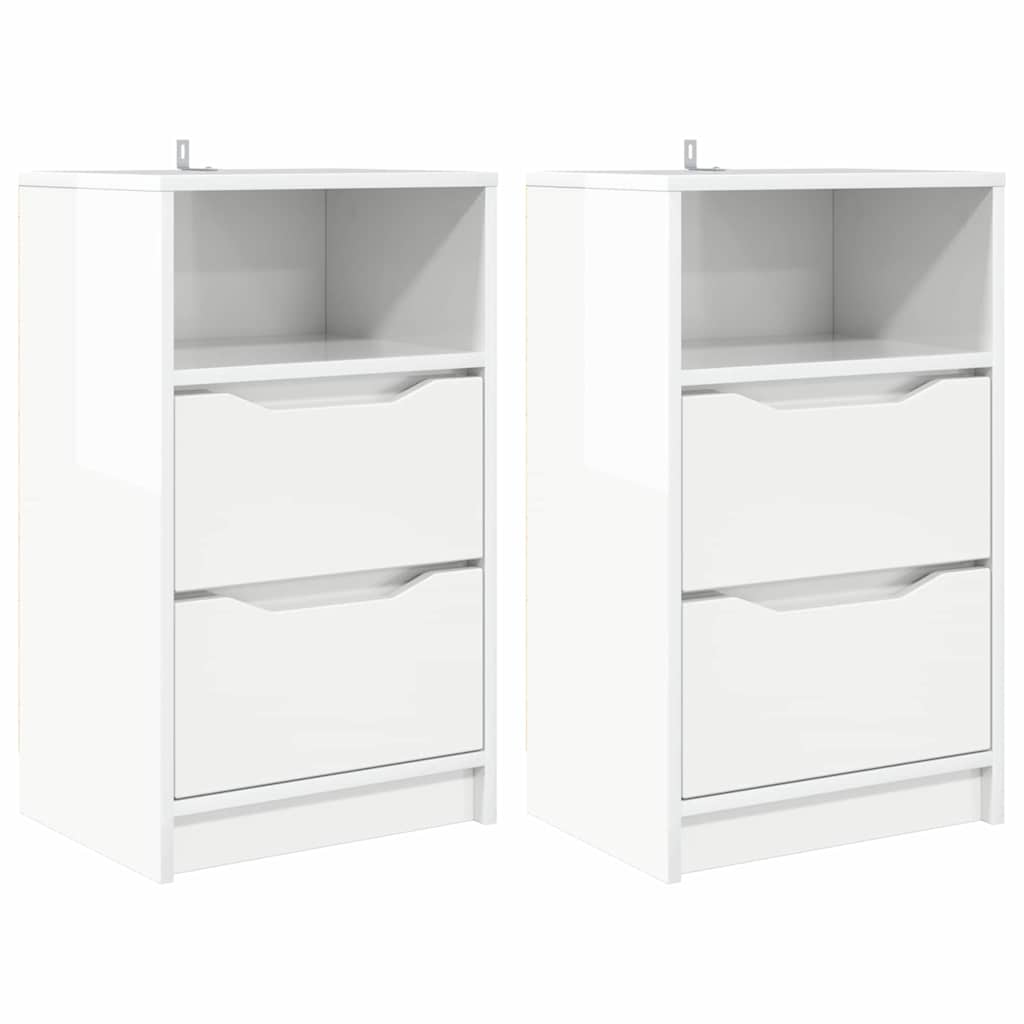 Nachtkastjes 2 pcs Hoogglans wit 40 x 30 x 467 cm Bewerkt hout