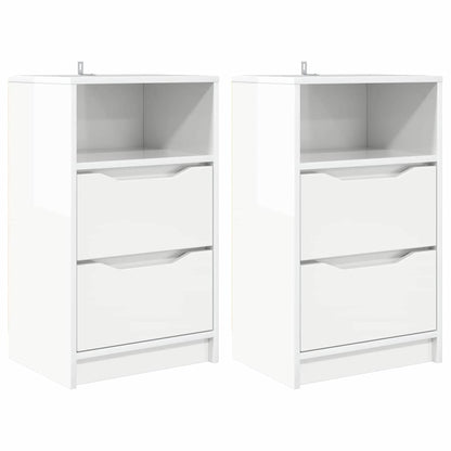 Nachtkastjes 2 pcs Hoogglans wit 40 x 30 x 467 cm Bewerkt hout