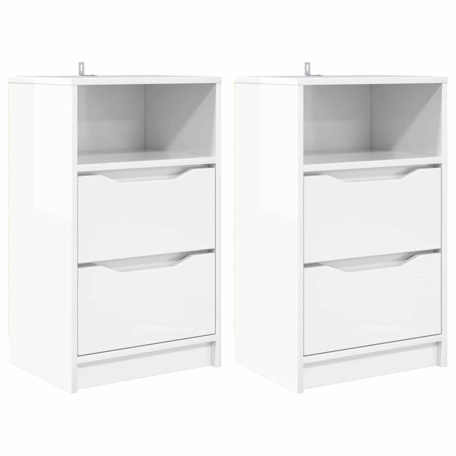 Nachtkastjes 2 pcs Hoogglans wit 40 x 30 x 467 cm Bewerkt hout