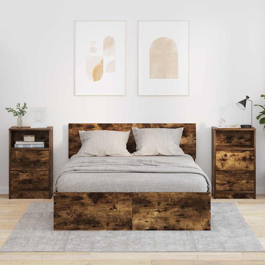 Nachtkastjes 2 pcs Gerookt eiken 40 x 30 x 467 cm Bewerkt hout