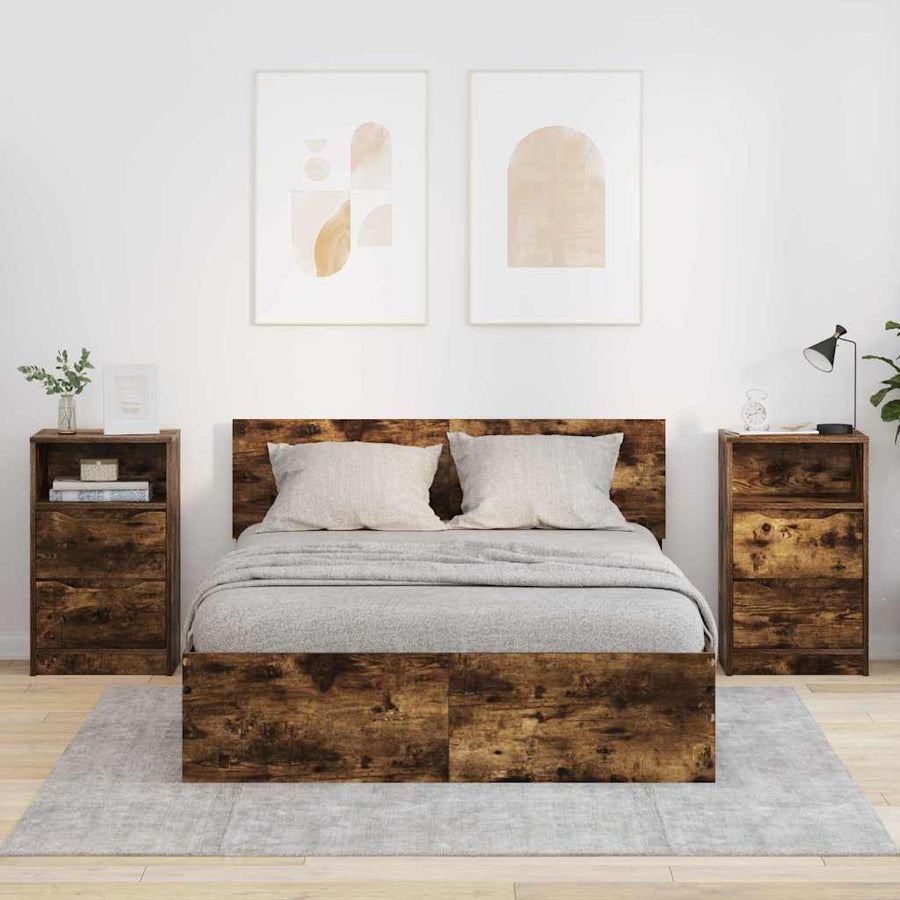 Nachtkastjes 2 pcs Gerookt eiken 40 x 30 x 467 cm Bewerkt hout