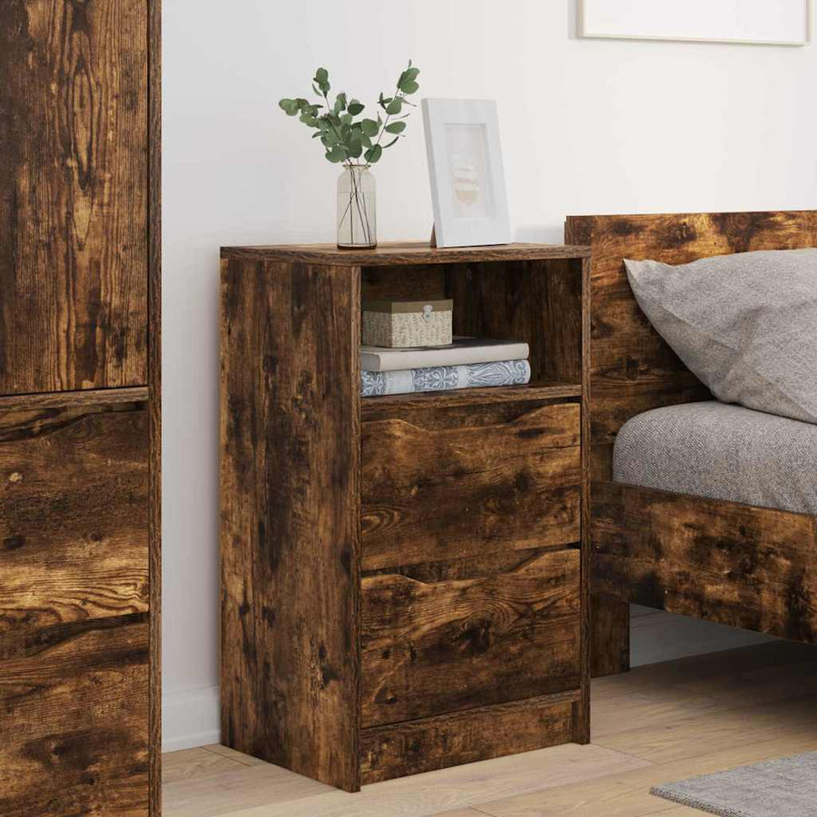 Nachtkastjes 2 pcs Gerookt eiken 40 x 30 x 467 cm Bewerkt hout