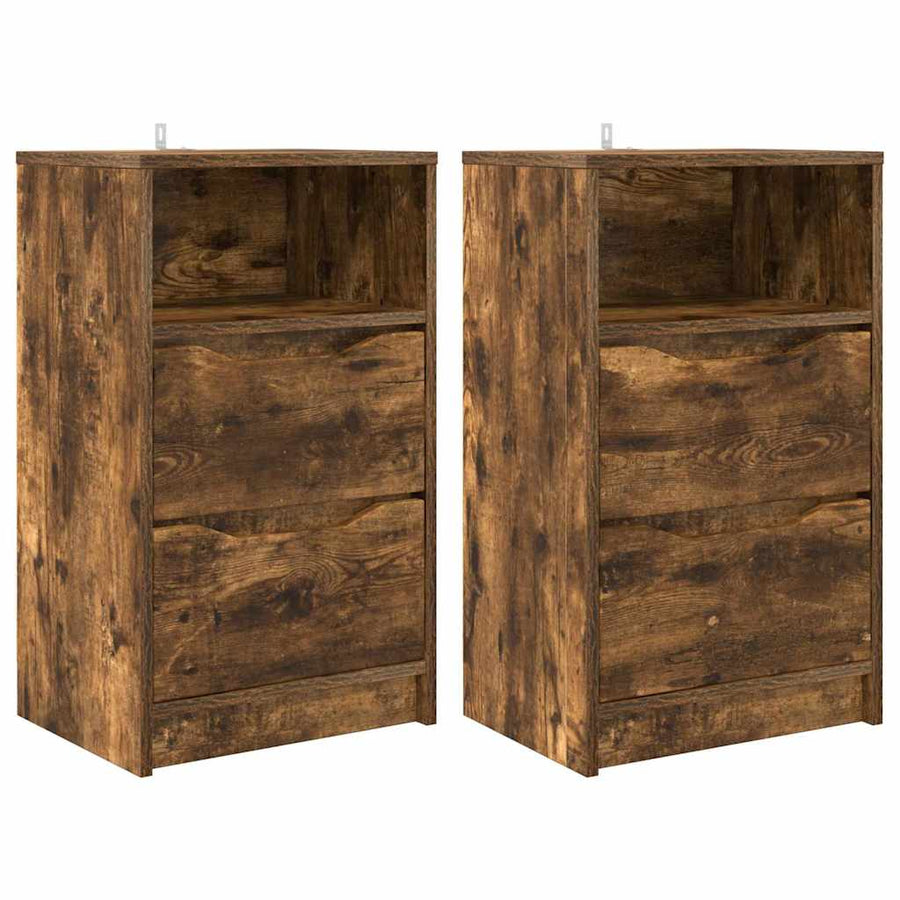 Nachtkastjes 2 pcs Gerookt eiken 40 x 30 x 467 cm Bewerkt hout