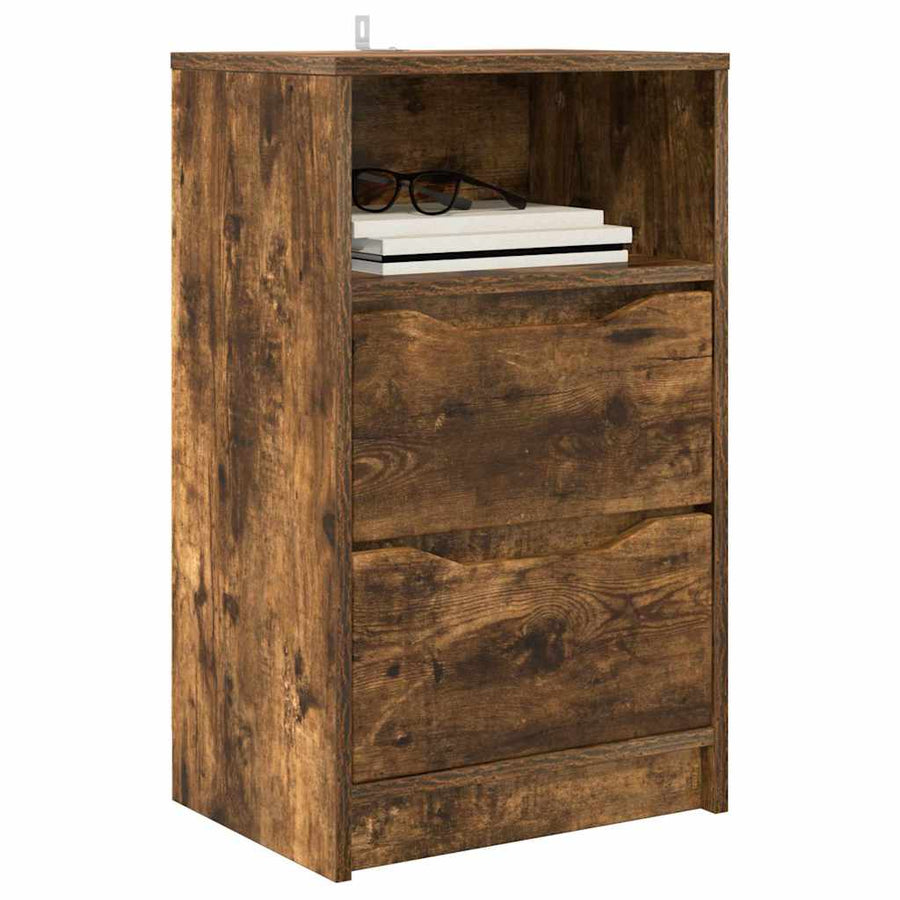 Nachtkastjes 2 pcs Gerookt eiken 40 x 30 x 467 cm Bewerkt hout