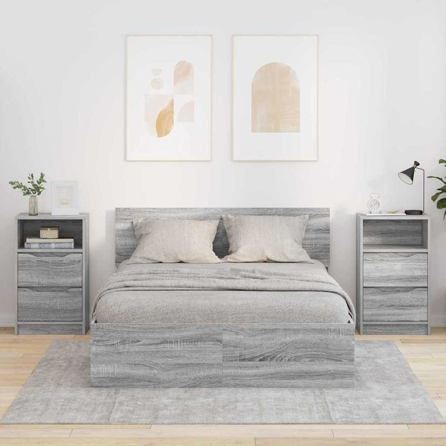 Nachtkastjes 2 pcs Grijs Sonoma 40 x 30 x 467 cm Bewerkt hout