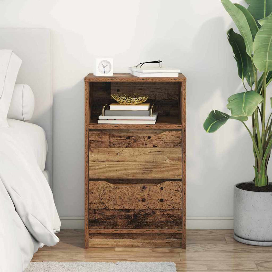 Nachtkastje met lade Oud Hout 40 x 30 x 467 cm Bewerkt hout