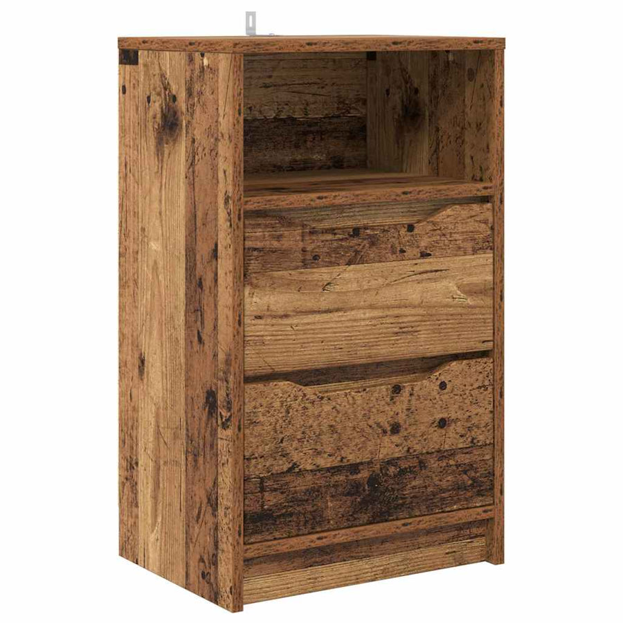 Nachtkastje met lade Oud Hout 40 x 30 x 467 cm Bewerkt hout