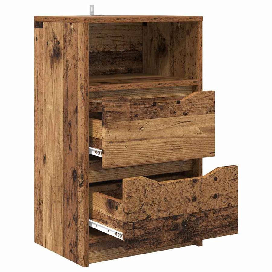 Nachtkastje met lade Oud Hout 40 x 30 x 467 cm Bewerkt hout