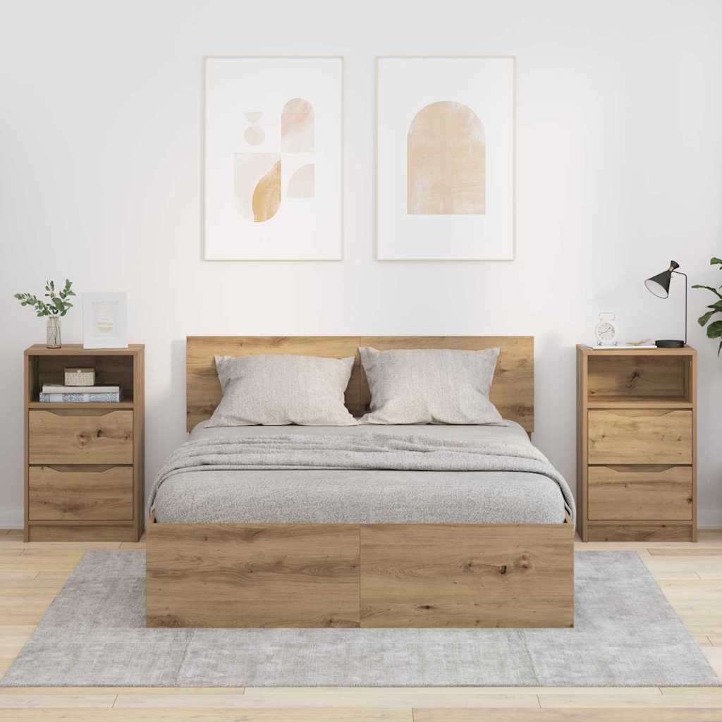 Nachtkastjes 2 pcs Artisan Eiken 40 x 30 x 467 cm Bewerkt hout