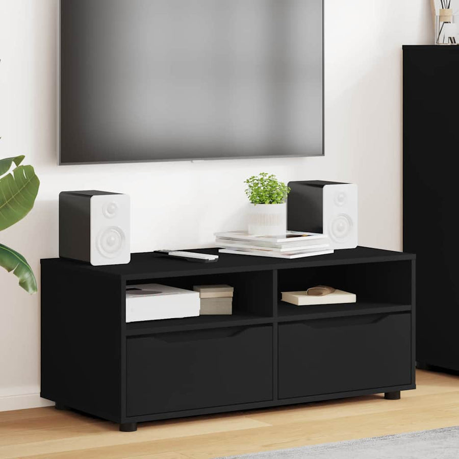 TV-kast met lade Zwart 100 x 48 x 43 cm Bewerkt hout