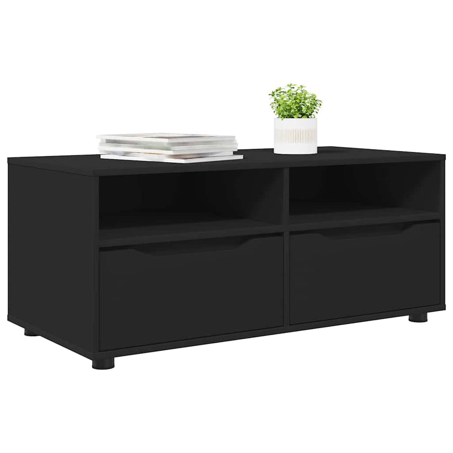 TV-kast met lade Zwart 100 x 48 x 43 cm Bewerkt hout