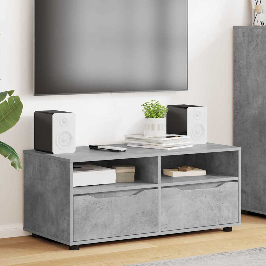 TV-kast met lade Beton Grijs 100 x 48 x 43 cm Bewerkt hout
