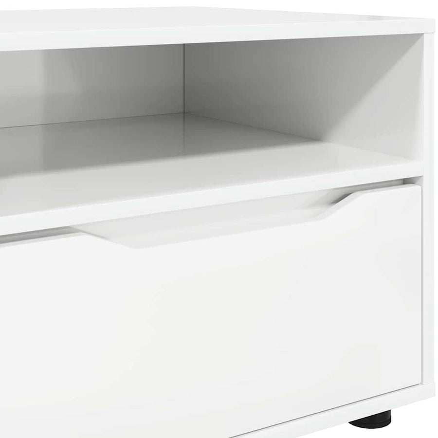 TV-kast met lade Hoogglans wit 100 x 48 x 43 cm Bewerkt hout