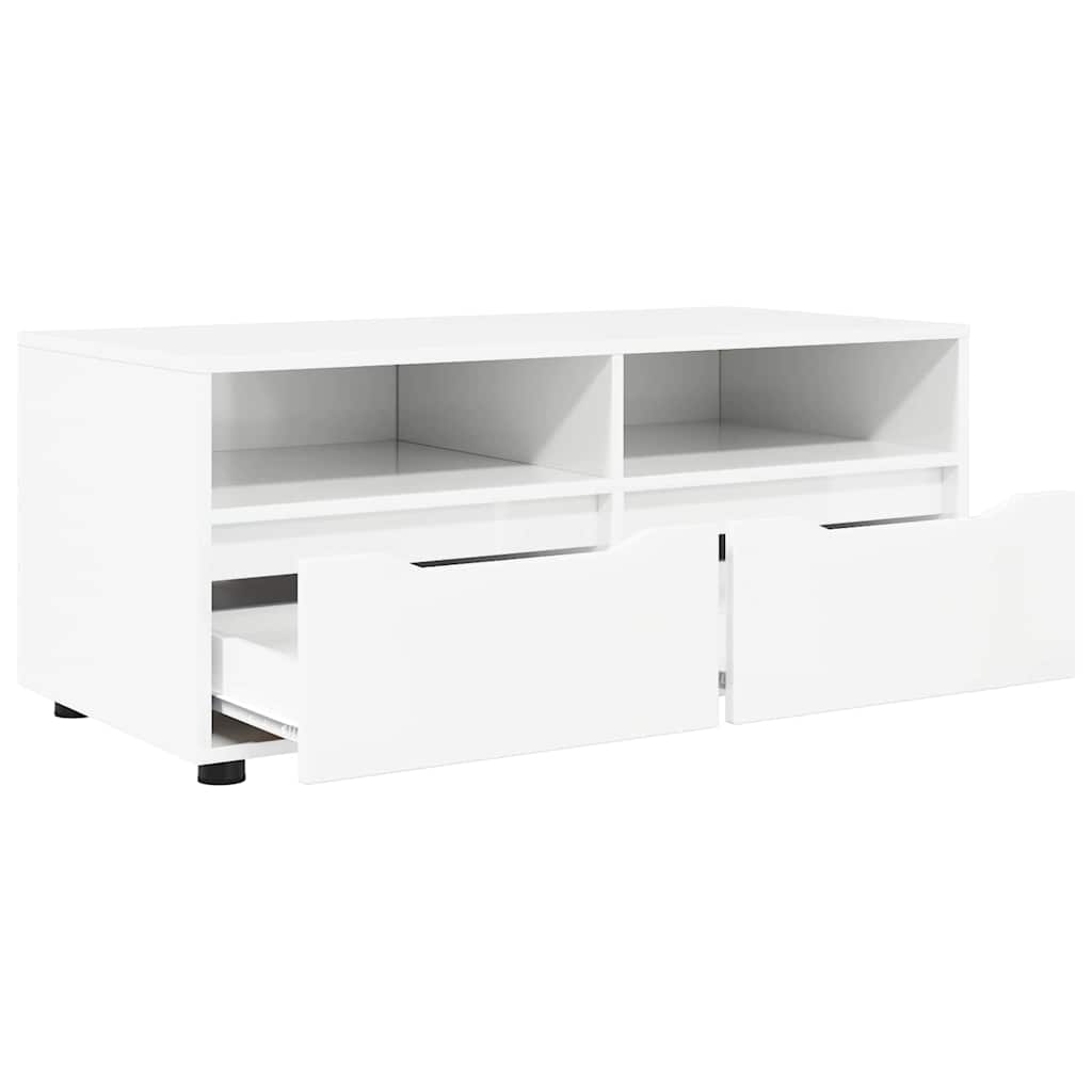 TV-kast met lade Hoogglans wit 100 x 48 x 43 cm Bewerkt hout