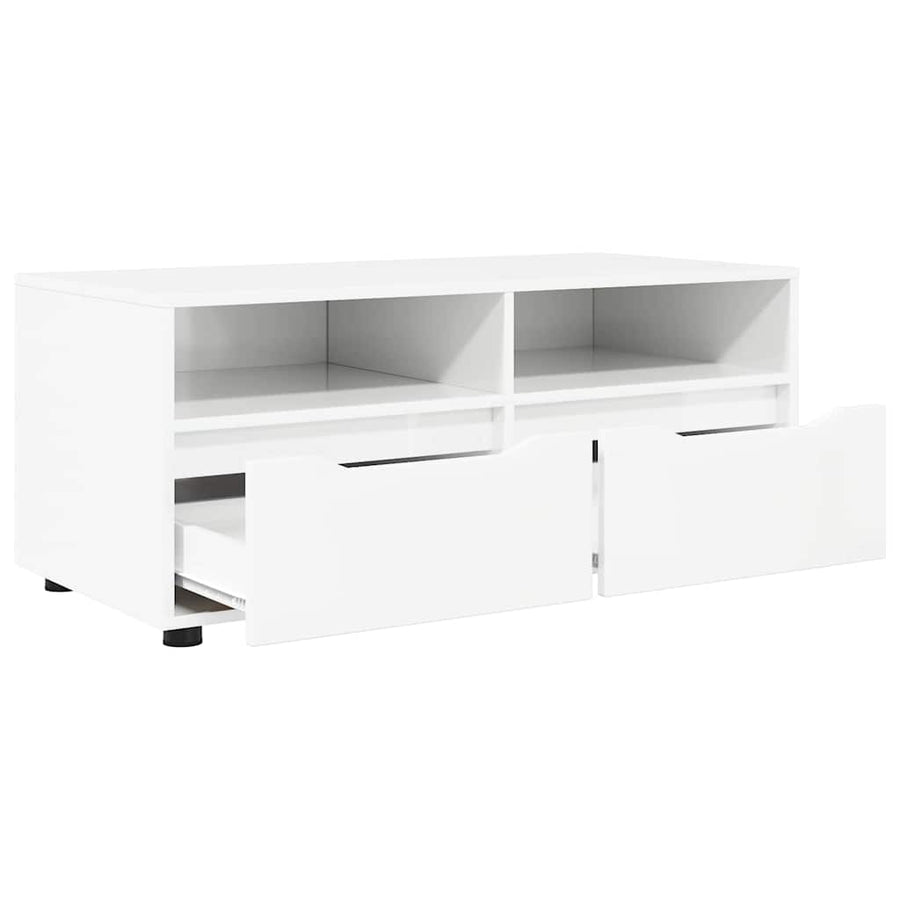 TV-kast met lade Hoogglans wit 100 x 48 x 43 cm Bewerkt hout