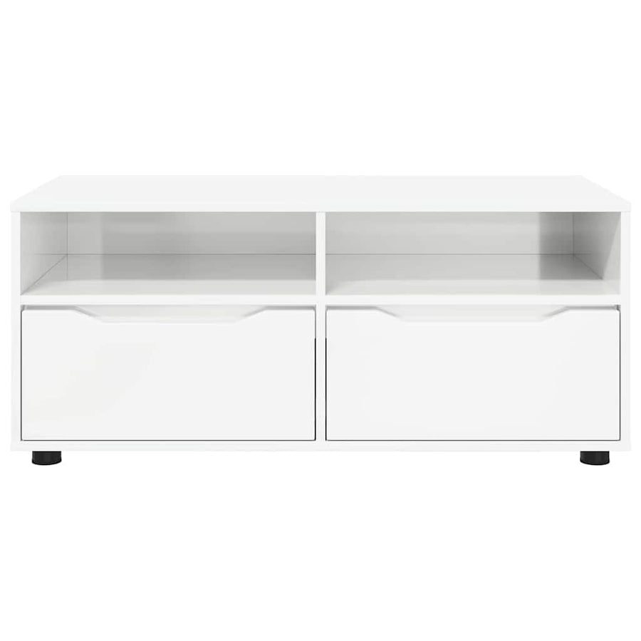 TV-kast met lade Hoogglans wit 100 x 48 x 43 cm Bewerkt hout