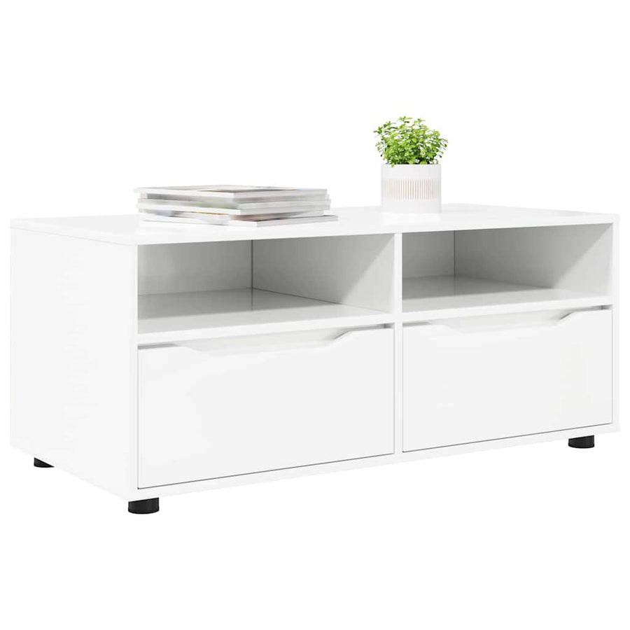 TV-kast met lade Hoogglans wit 100 x 48 x 43 cm Bewerkt hout