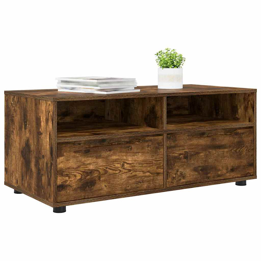 TV-kast met lade Gerookt eiken 100 x 48 x 43 cm Bewerkt hout