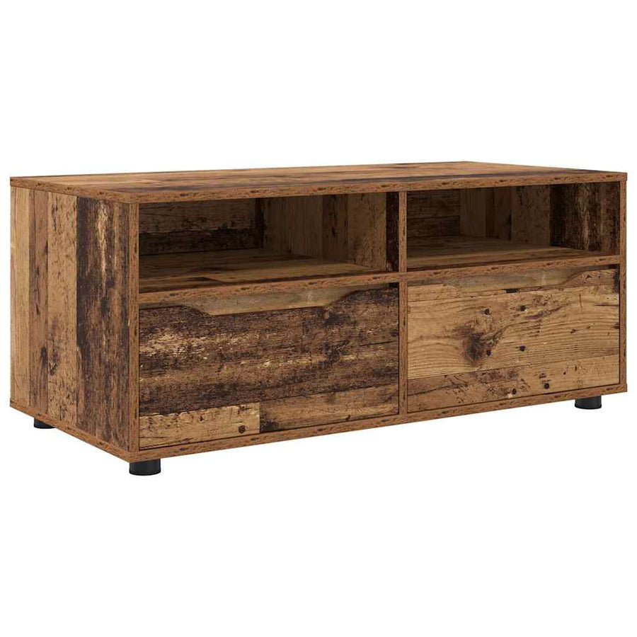 TV-kast met lade Oud Hout 100 x 48 x 43 cm Bewerkt hout