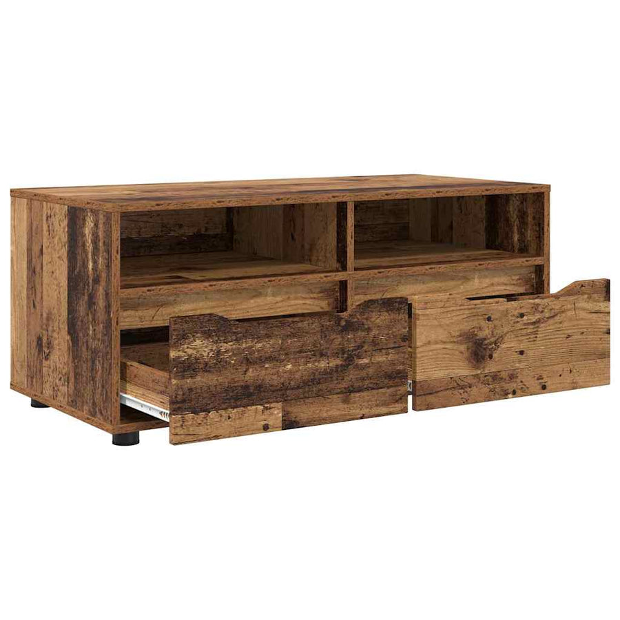 TV-kast met lade Oud Hout 100 x 48 x 43 cm Bewerkt hout