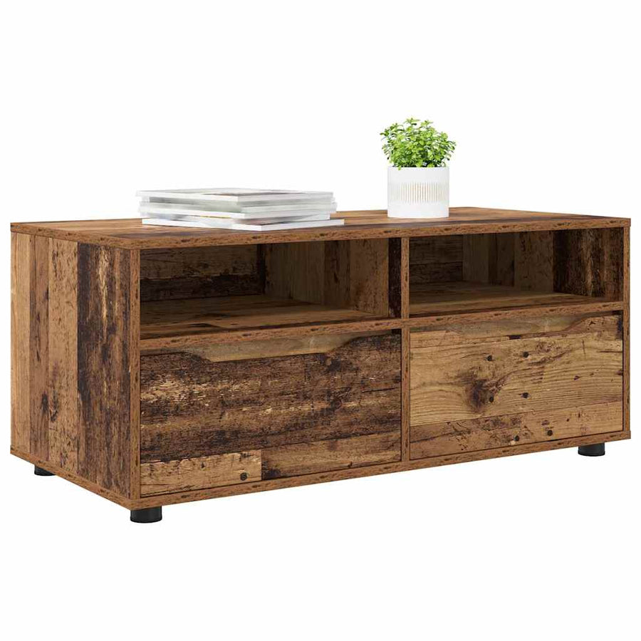 TV-kast met lade Oud Hout 100 x 48 x 43 cm Bewerkt hout