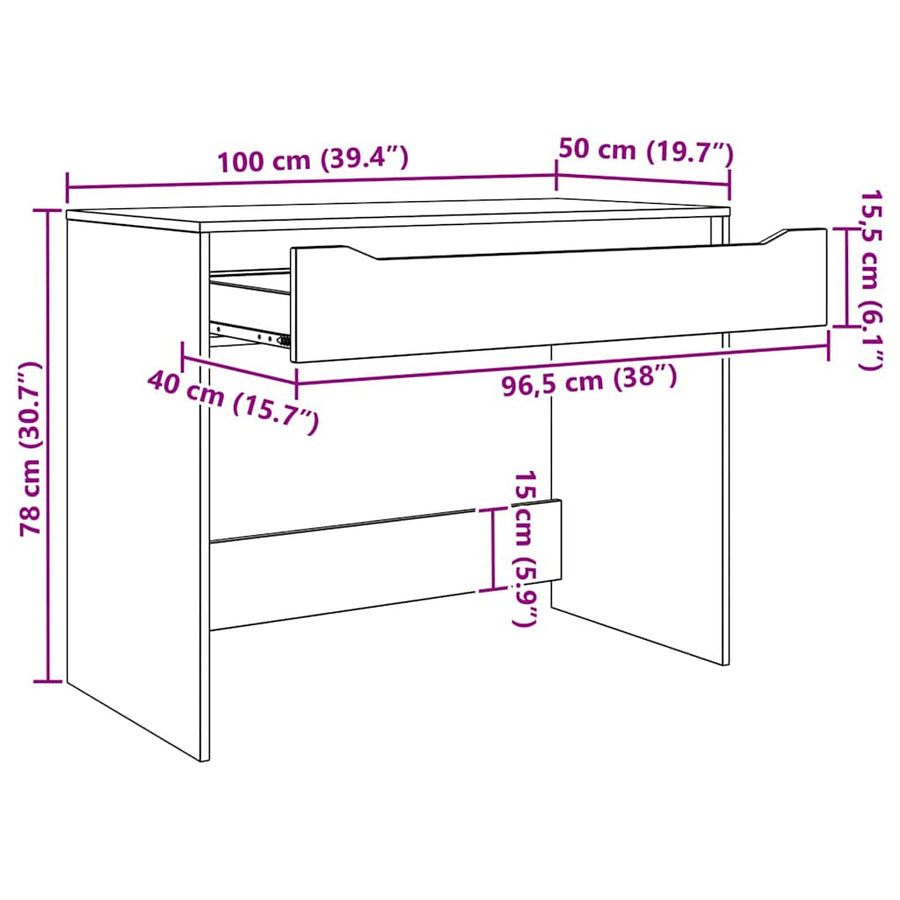 Bureau met lade met opslag Wit 100 x 50 x 78 cm Bewerkt hout