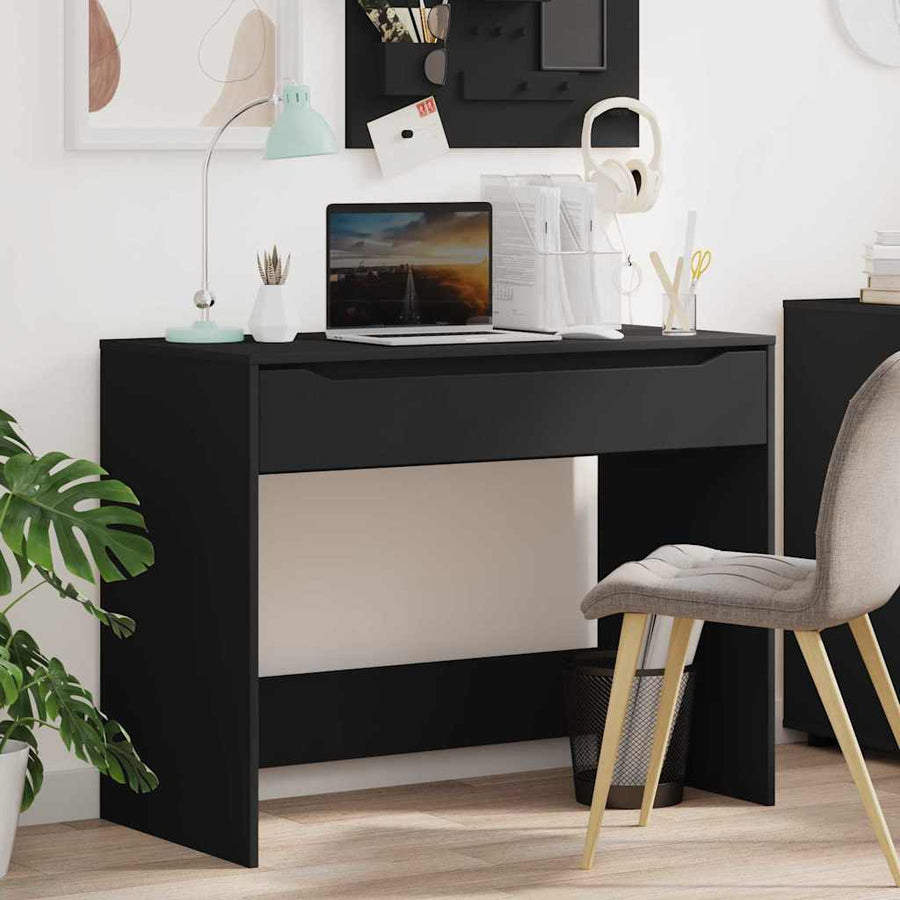 Bureau met lade met opslag Zwart 100 x 50 x 78 cm Bewerkt hout