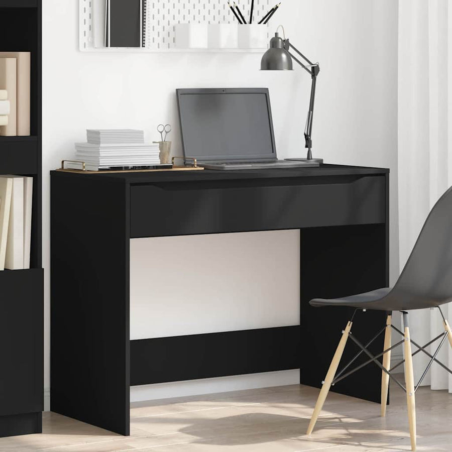 Bureau met lade met opslag Zwart 100 x 50 x 78 cm Bewerkt hout