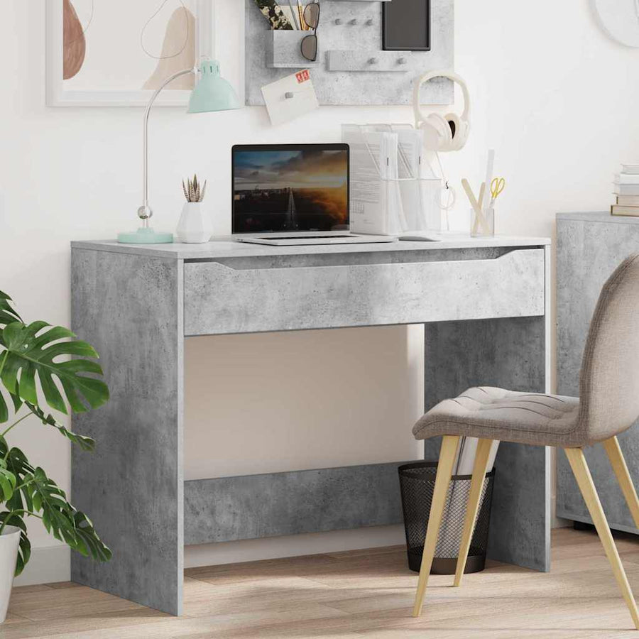 Bureau met lade Beton Grijs 100 x 50 x 78 cm Bewerkt hout