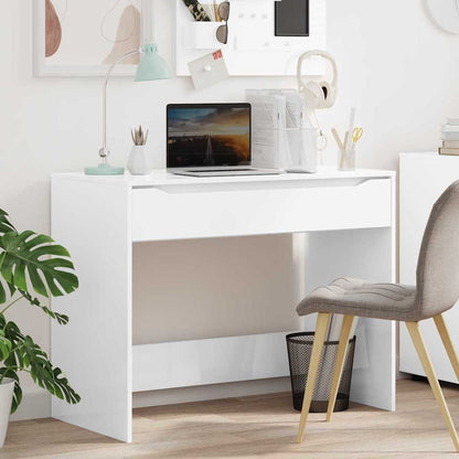 Bureau met lade Hoogglans wit 100 x 50 x 78 cm Bewerkt hout