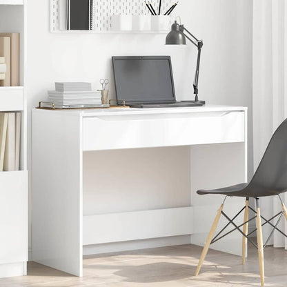 Bureau met lade Hoogglans wit 100 x 50 x 78 cm Bewerkt hout