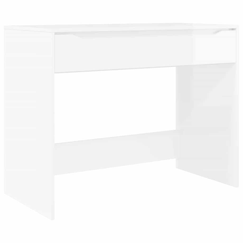 Bureau met lade Hoogglans wit 100 x 50 x 78 cm Bewerkt hout