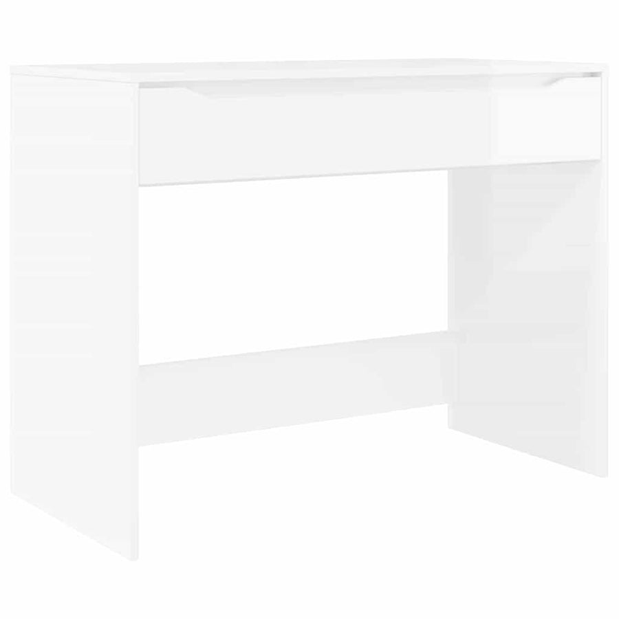 Bureau met lade Hoogglans wit 100 x 50 x 78 cm Bewerkt hout