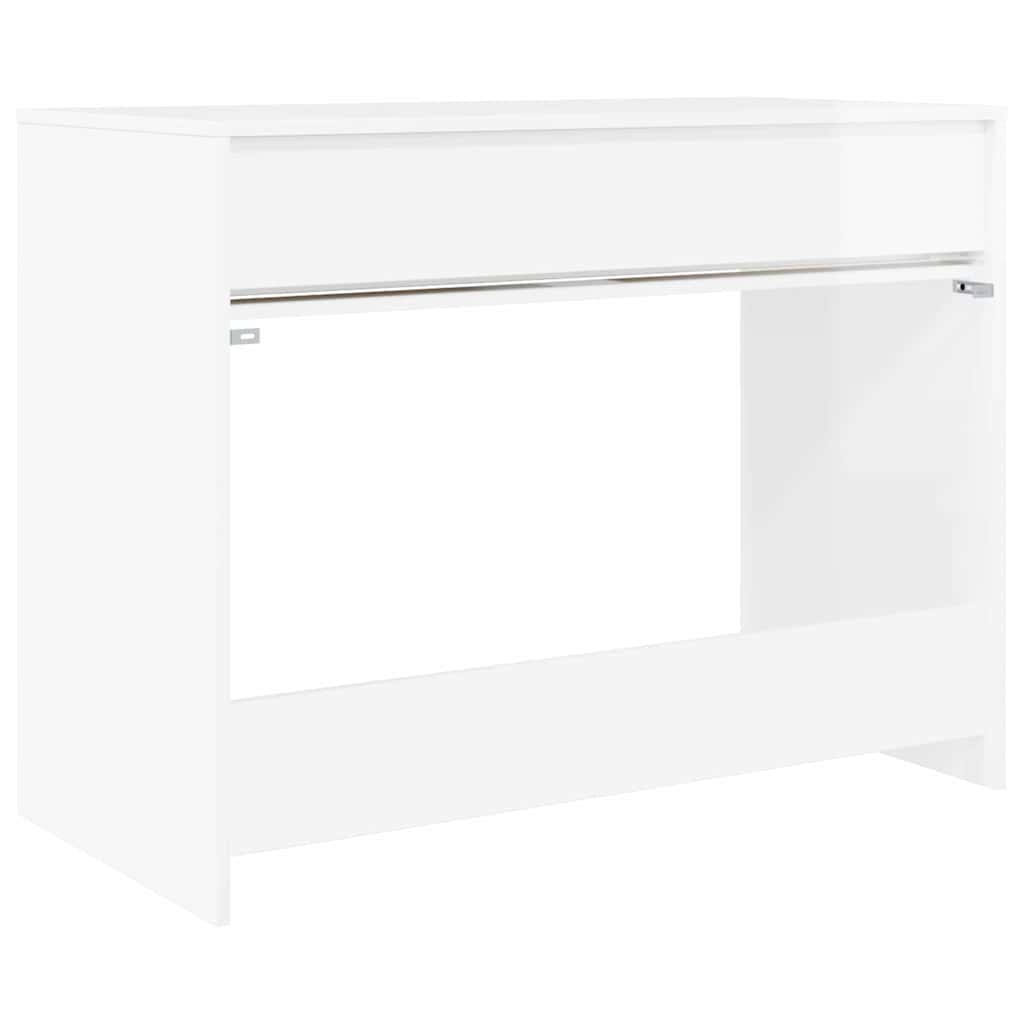 Bureau met lade Hoogglans wit 100 x 50 x 78 cm Bewerkt hout