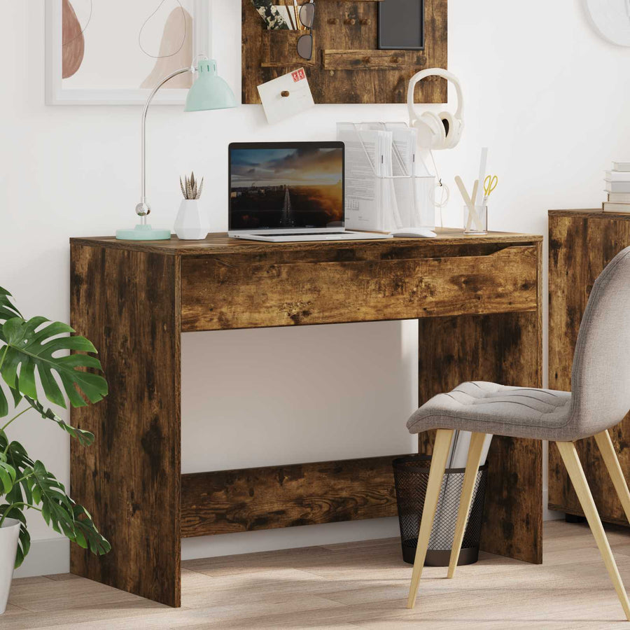 Bureau met Lade Gerookt eiken 100 x 50 x 78 cm Bewerkt hout