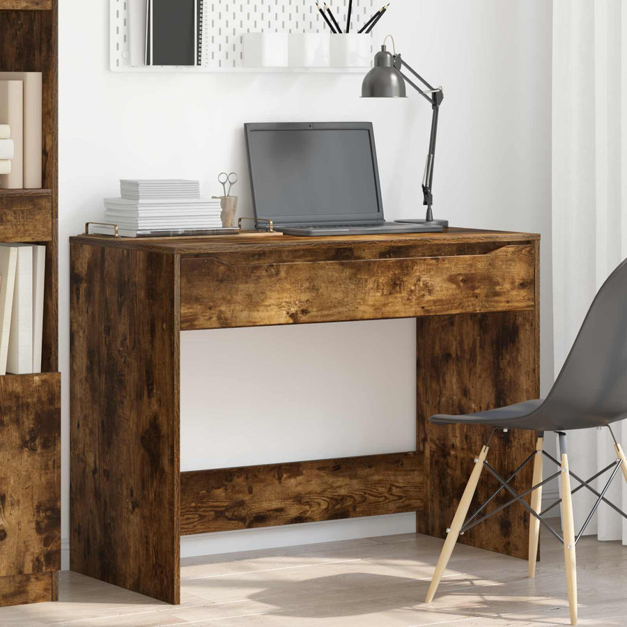 Bureau met Lade Gerookt eiken 100 x 50 x 78 cm Bewerkt hout
