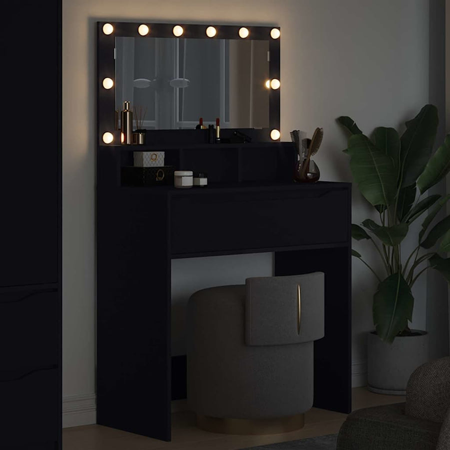 Slaapkamer Kaptafels Zwart 80 x 39,6 x 135 cm Bewerkt hout