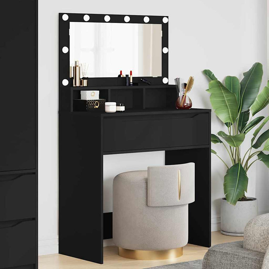 Slaapkamer Kaptafels Zwart 80 x 39,6 x 135 cm Bewerkt hout