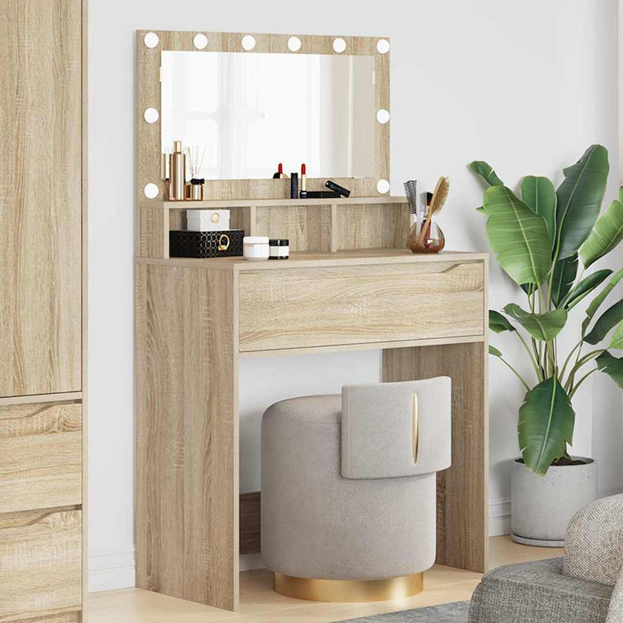Slaapkamer Kaptafels met lade Sonoma Eiken 80 x 39,6 x 135 cm