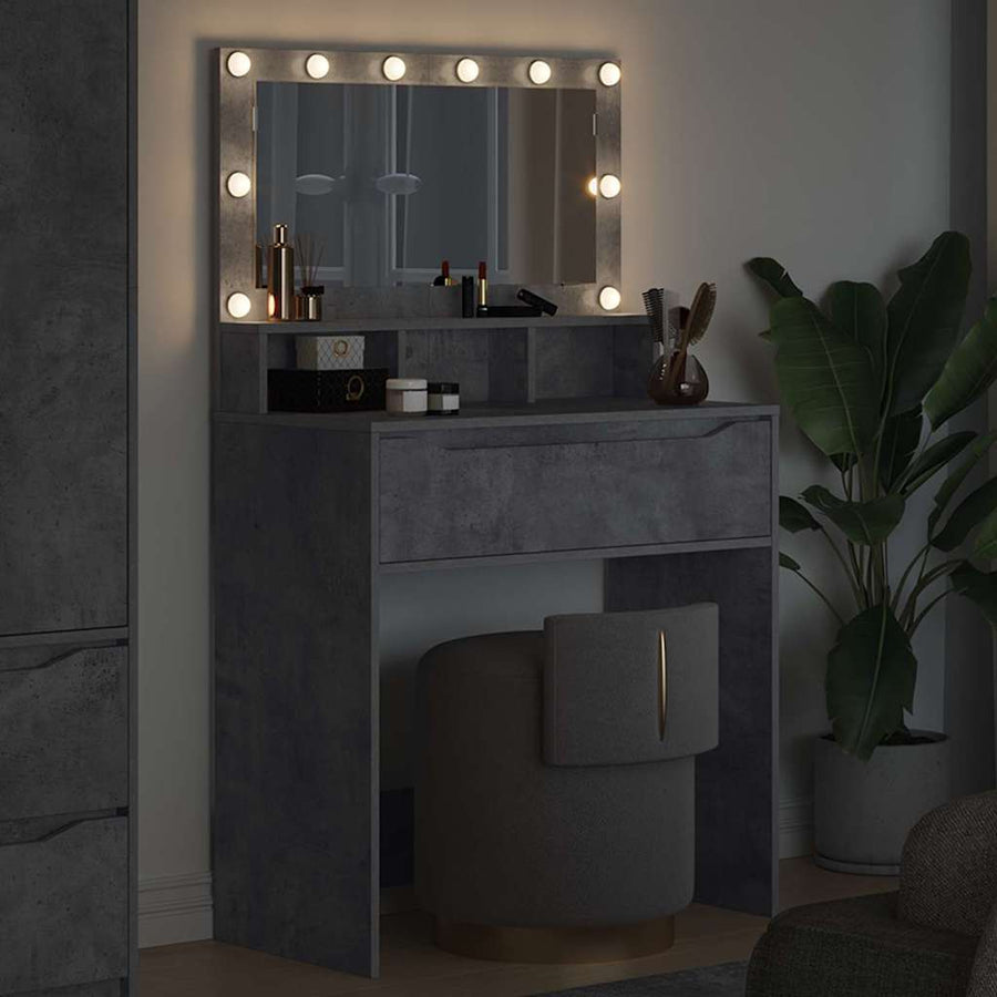 Slaapkamer Kaptafels met lade Beton Grijs 80 x 39,6 x 135 cm