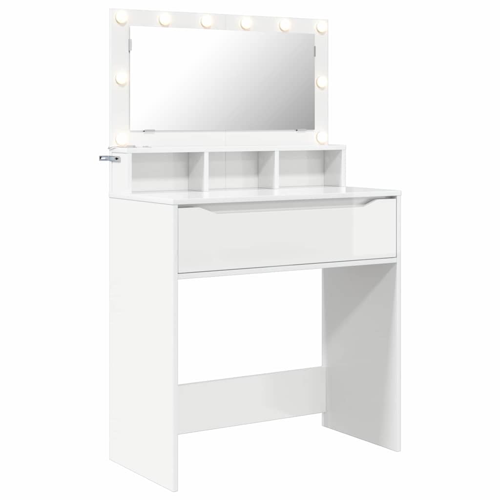Slaapkamer Kaptafels met lade Hoogglans wit 80 x 39,6 x 135 cm