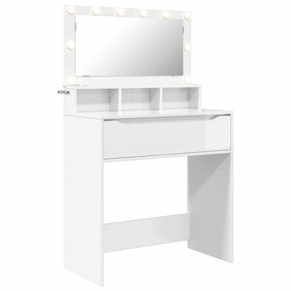 Slaapkamer Kaptafels met lade Hoogglans wit 80 x 39,6 x 135 cm