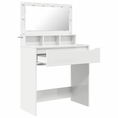 Slaapkamer Kaptafels met lade Hoogglans wit 80 x 39,6 x 135 cm