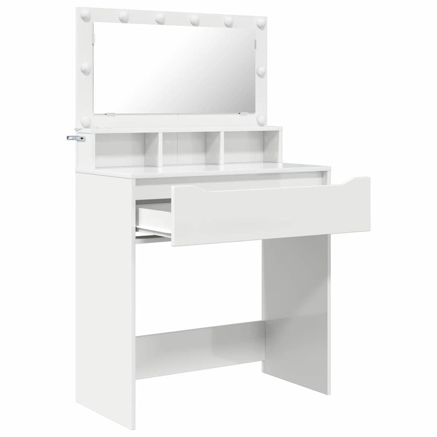 Slaapkamer Kaptafels met lade Hoogglans wit 80 x 39,6 x 135 cm