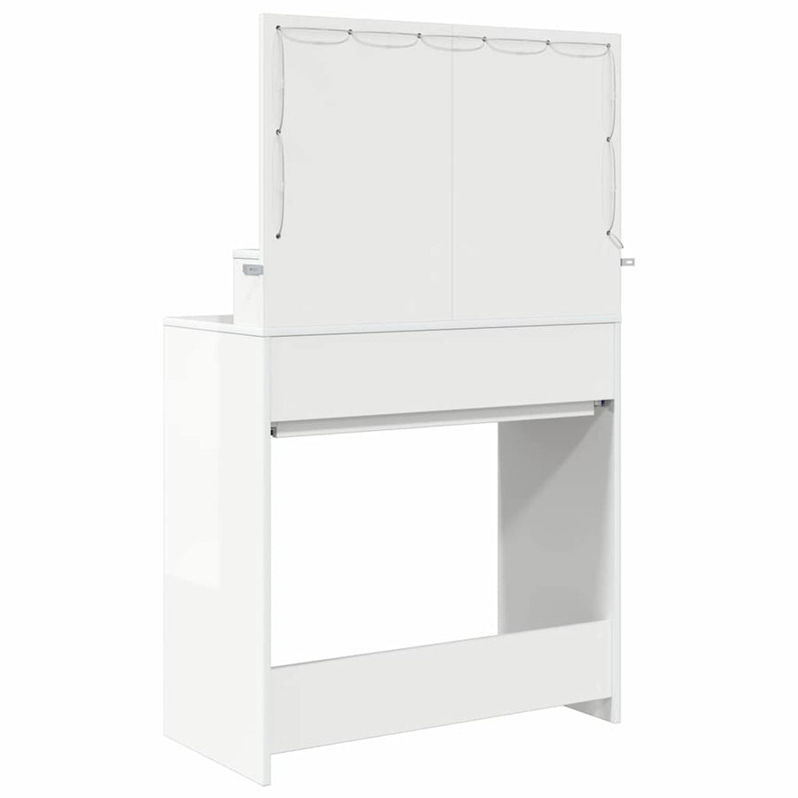Slaapkamer Kaptafels met lade Hoogglans wit 80 x 39,6 x 135 cm