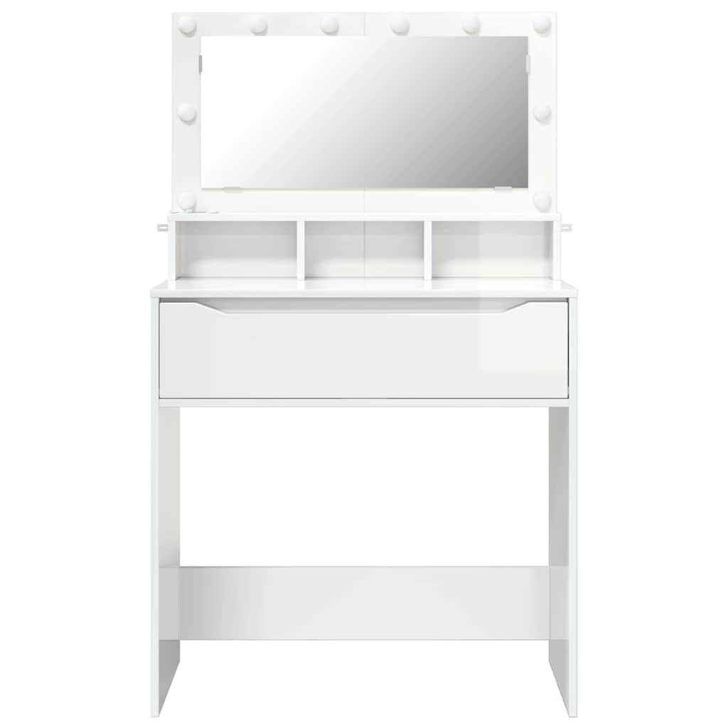 Slaapkamer Kaptafels met lade Hoogglans wit 80 x 39,6 x 135 cm
